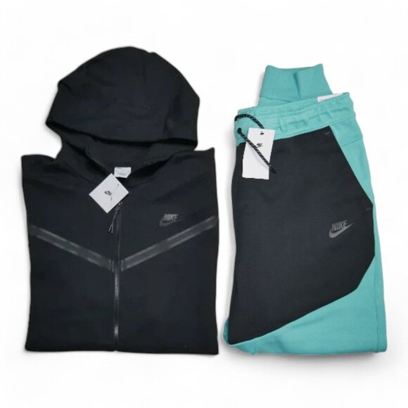 Nike Tech Fleece Mens Size 2XL Sweatsuit Matching Outfit Hoodie Set Teal Aqua - Picture 1 of 11